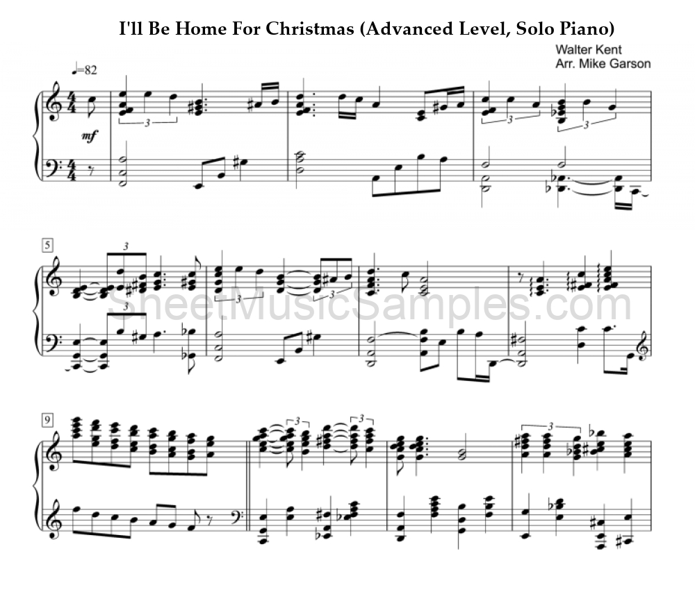 I'll Be Home For Christmas (Advanced Level, Solo Piano)