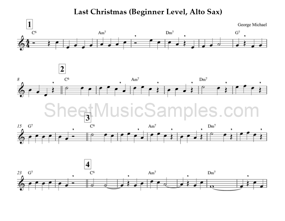 Last Christmas (Beginner Level, Alto Sax)