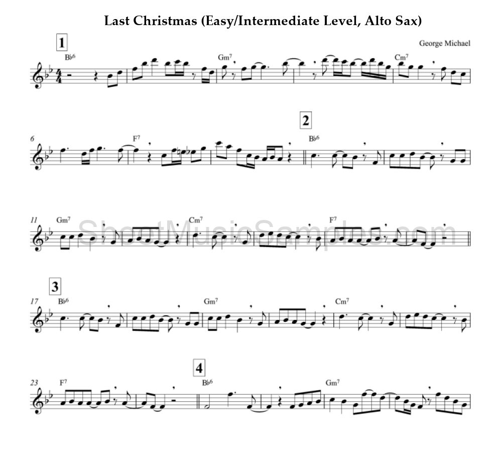 Last Christmas (Easy/Intermediate Level, Alto Sax)