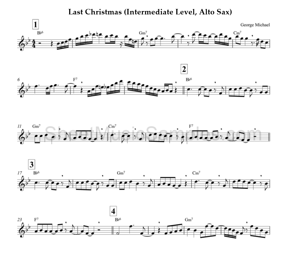 Last Christmas (Intermediate Level, Alto Sax)