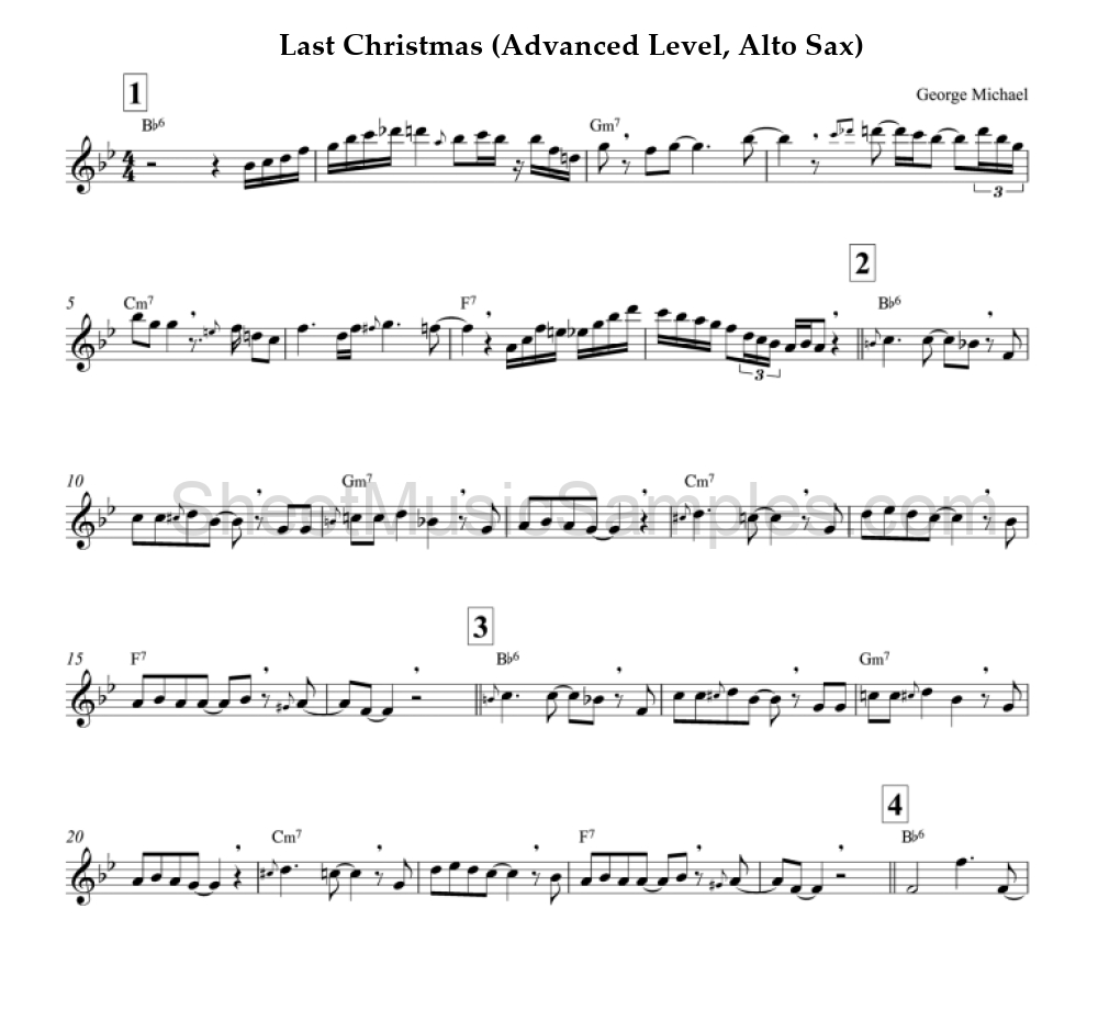 Last Christmas (Advanced Level, Alto Sax)