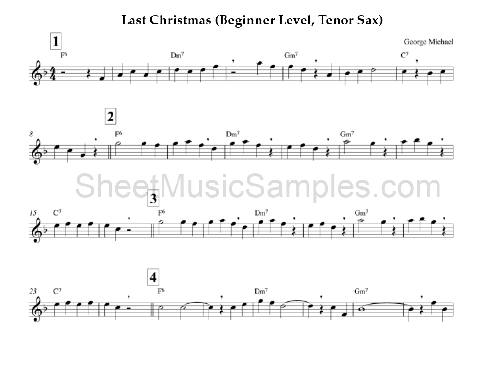 Last Christmas (Beginner Level, Tenor Sax)