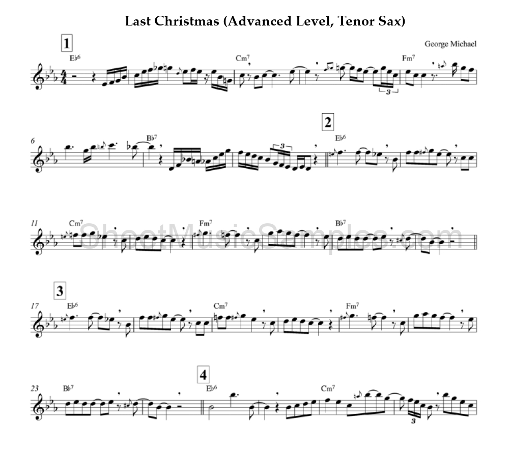 Last Christmas (Advanced Level, Tenor Sax)