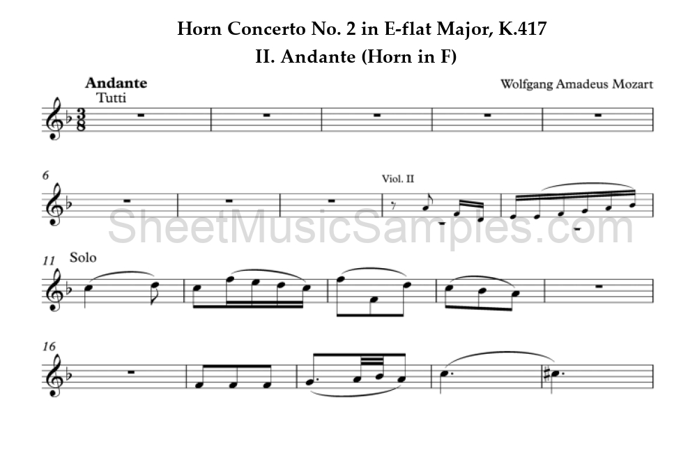 Horn Concerto No. 2 in E-flat Major, K.417 - II. Andante (Horn in F)