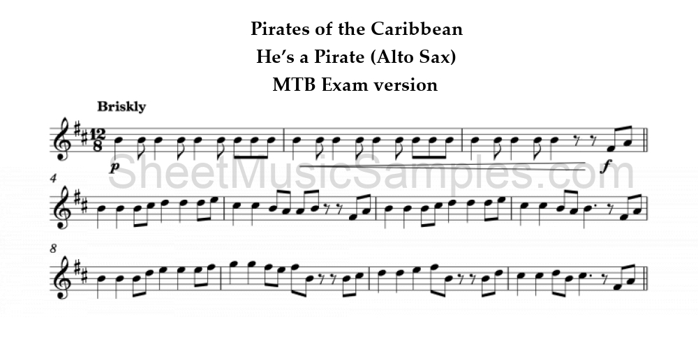 Pirates of the Caribbean - He’s a Pirate (Alto Sax) - MTB Exam version