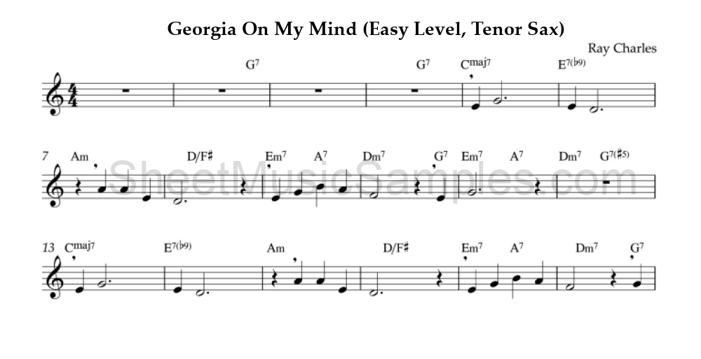 Georgia On My Mind (Easy Level, Tenor Sax)