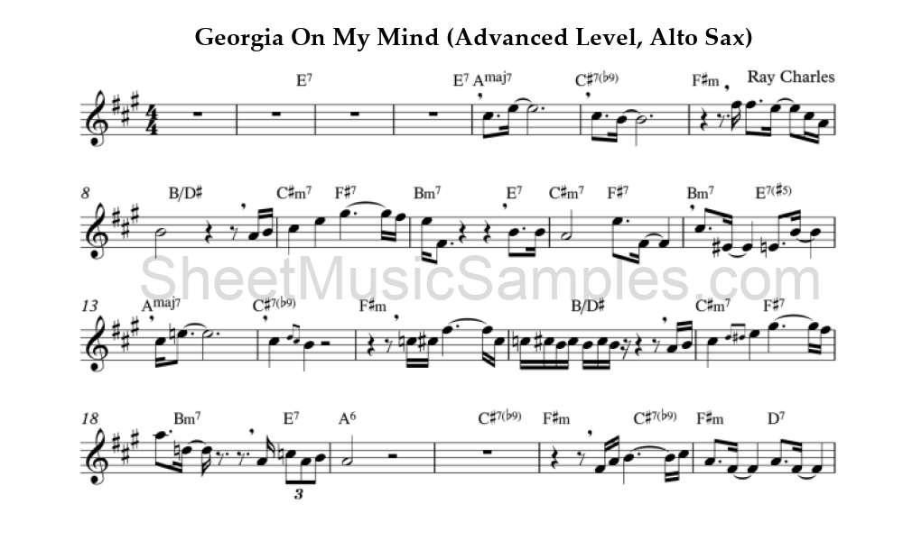 Georgia On My Mind (Advanced Level, Alto Sax)