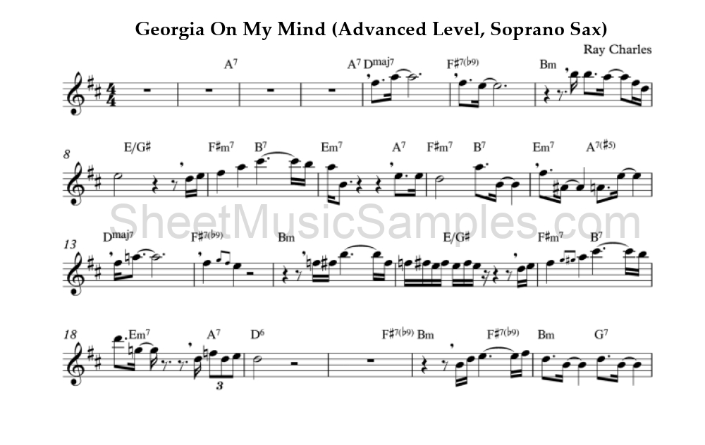 Georgia On My Mind (Advanced Level, Soprano Sax)