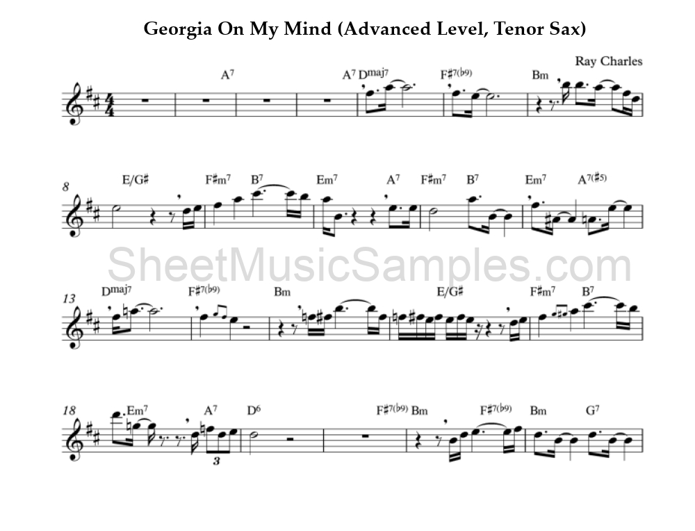 Georgia On My Mind (Advanced Level, Tenor Sax)