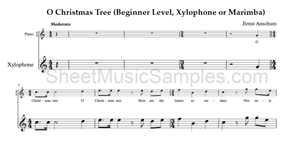 O Christmas Tree (Beginner Level, Xylophone or Marimba)