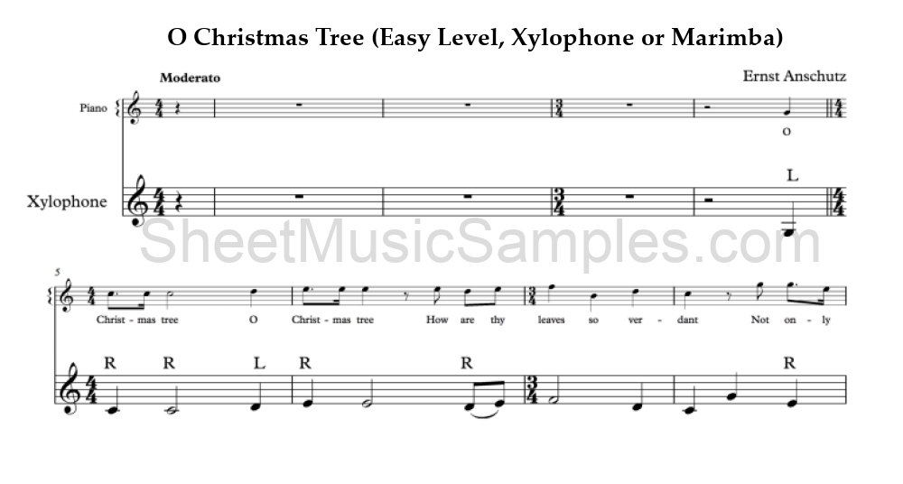 O Christmas Tree (Easy Level, Xylophone or Marimba)