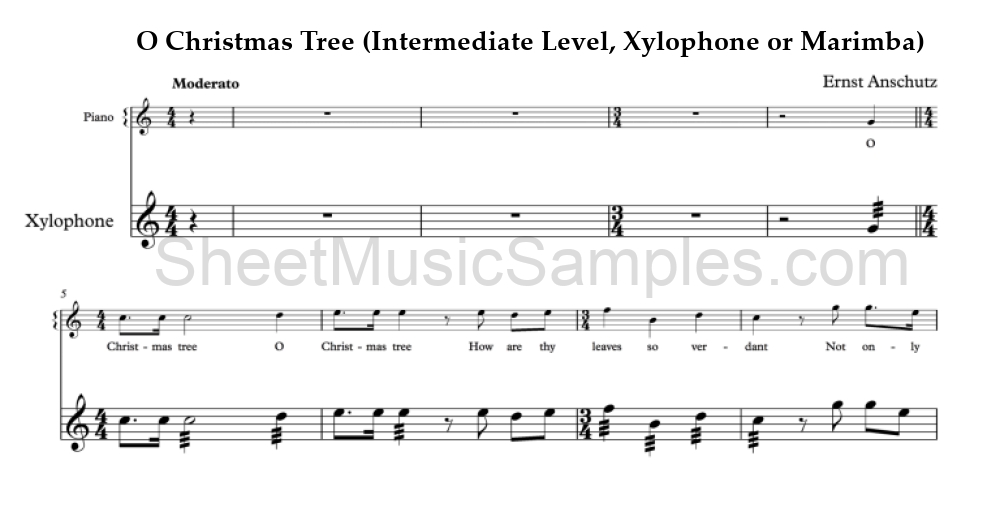 O Christmas Tree (Intermediate Level, Xylophone or Marimba)