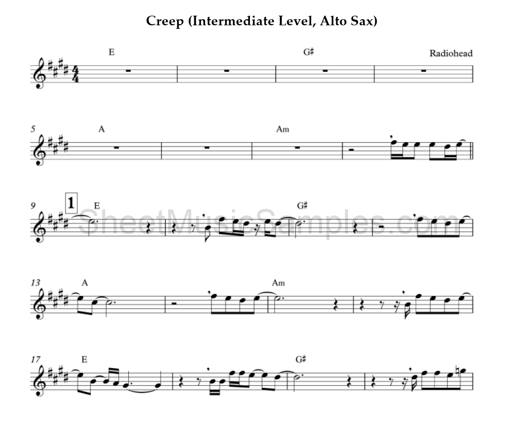 Creep (Intermediate Level, Alto Sax)