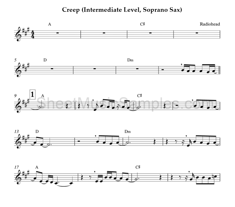 Creep (Intermediate Level, Soprano Sax)