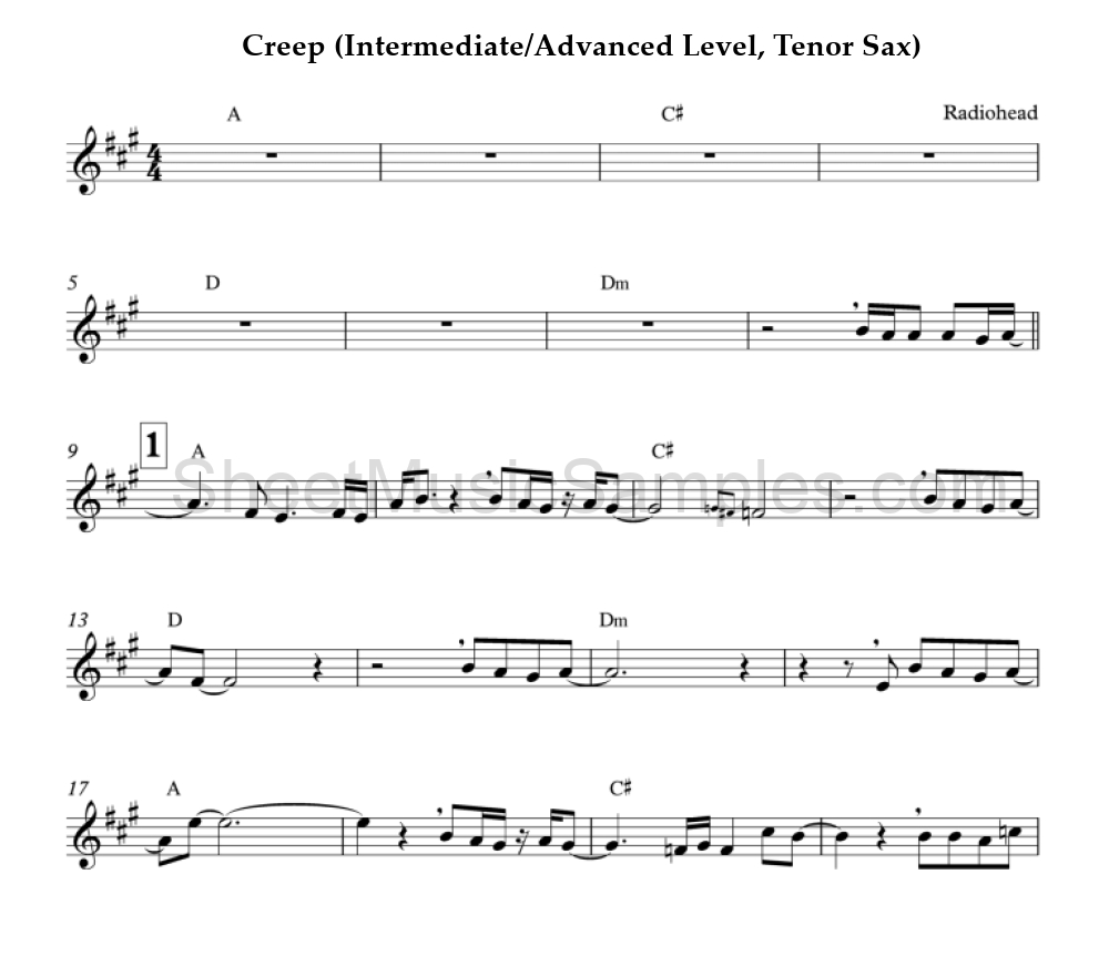 Creep (Intermediate/Advanced Level, Tenor Sax)