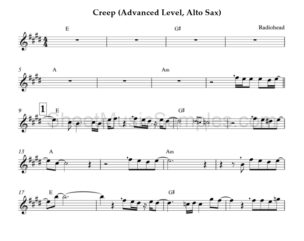 Creep (Advanced Level, Alto Sax)