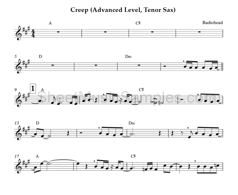 Creep (Advanced Level, Tenor Sax)