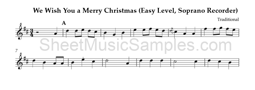 We Wish You a Merry Christmas (Easy Level, Soprano Recorder)