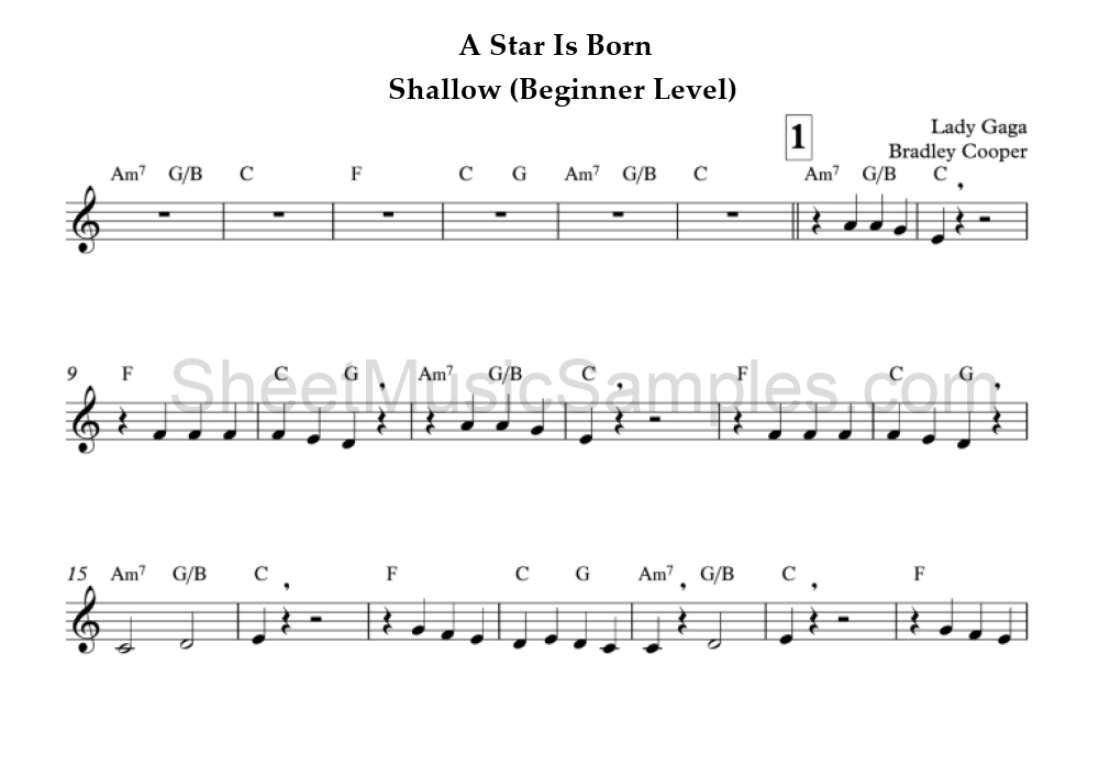 A Star Is Born - Shallow (Beginner Level)