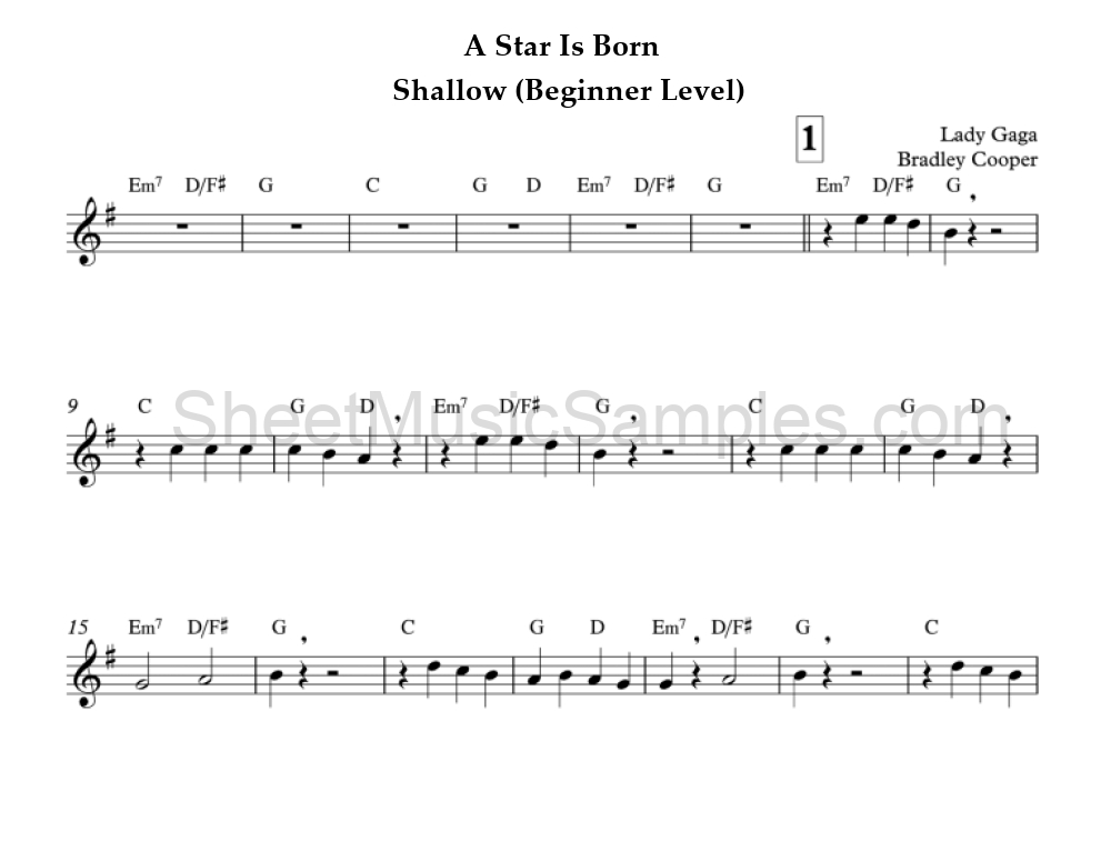 A Star Is Born - Shallow (Beginner Level)