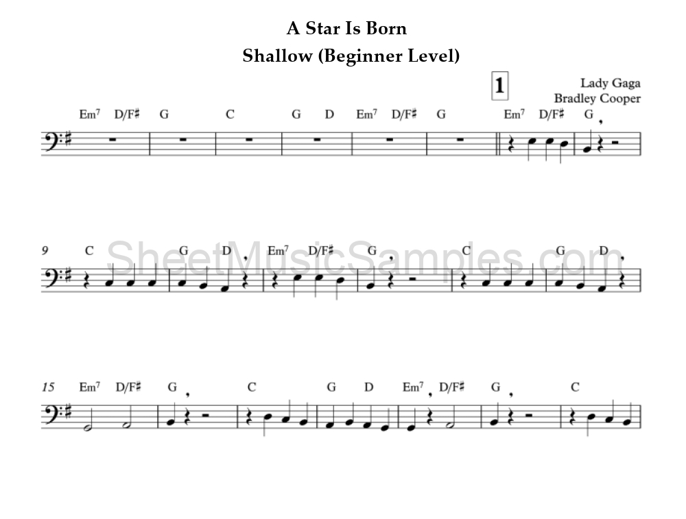 A Star Is Born - Shallow (Beginner Level)