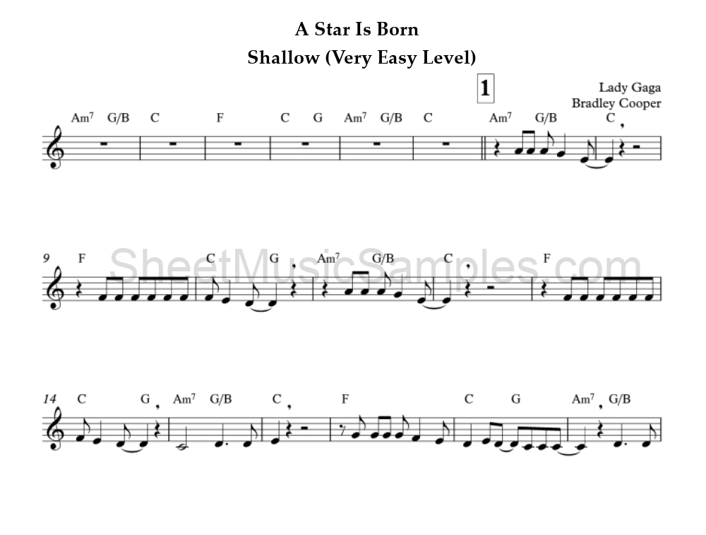 A Star Is Born - Shallow (Very Easy Level)