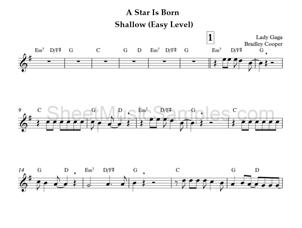 A Star Is Born - Shallow (Easy Level)