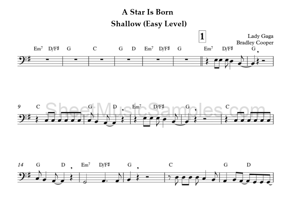 A Star Is Born - Shallow (Easy Level)