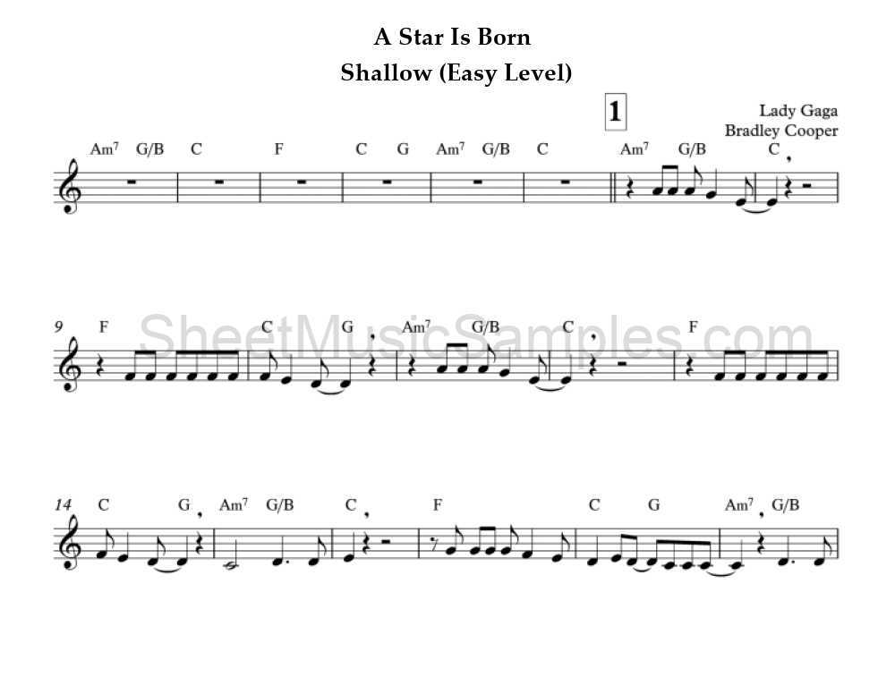 A Star Is Born - Shallow (Easy Level)