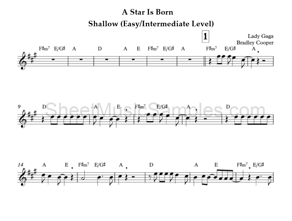 A Star Is Born - Shallow (Easy/Intermediate Level)