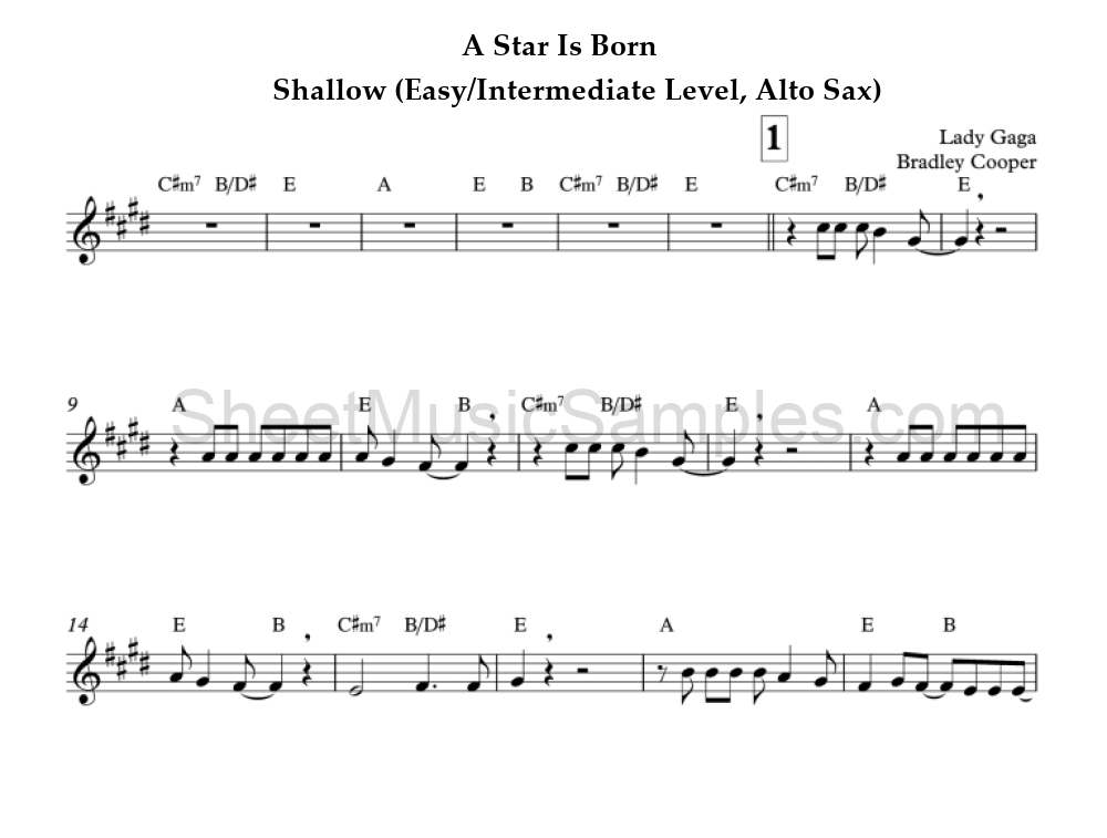 A Star Is Born - Shallow (Easy/Intermediate Level, Alto Sax)