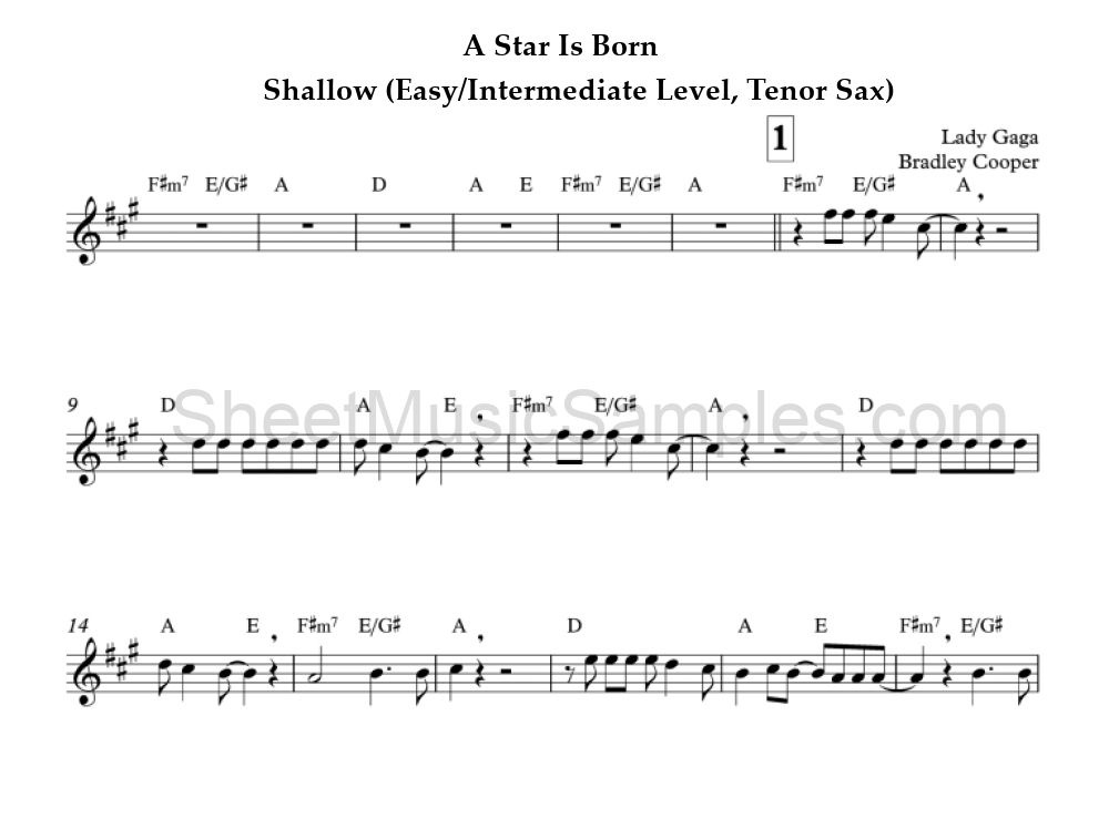 A Star Is Born - Shallow (Easy/Intermediate Level, Tenor Sax)