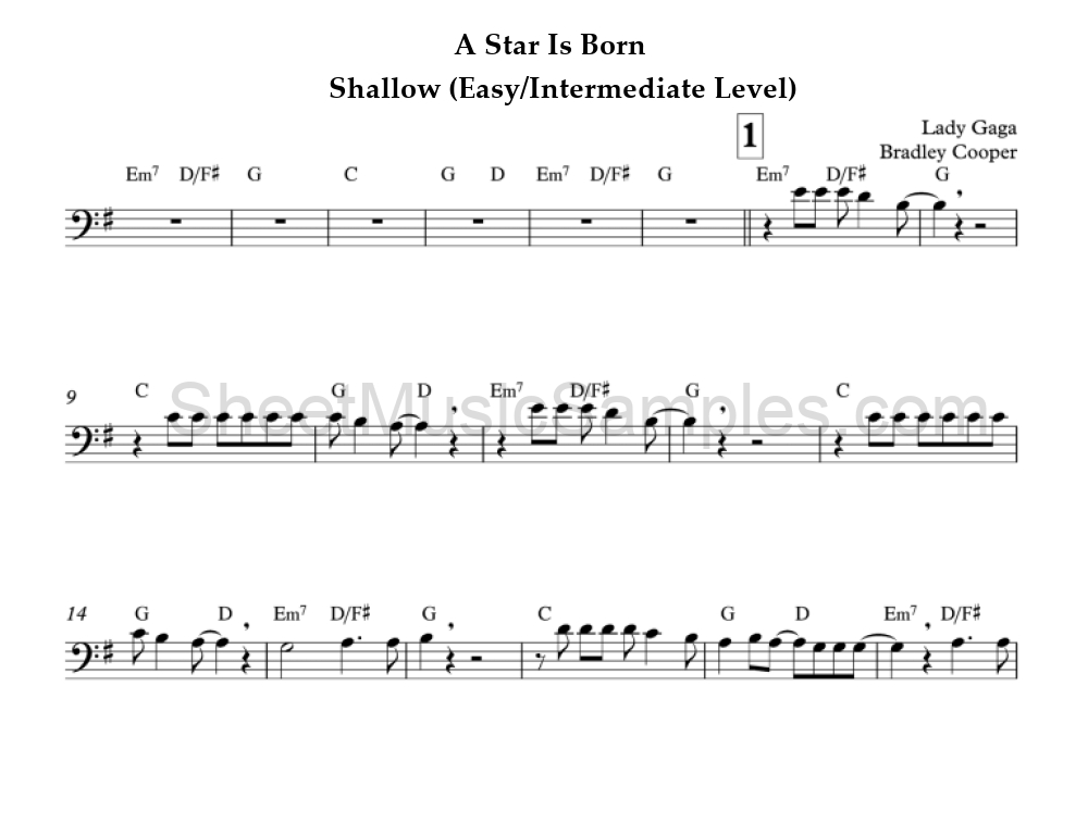 A Star Is Born - Shallow (Easy/Intermediate Level)