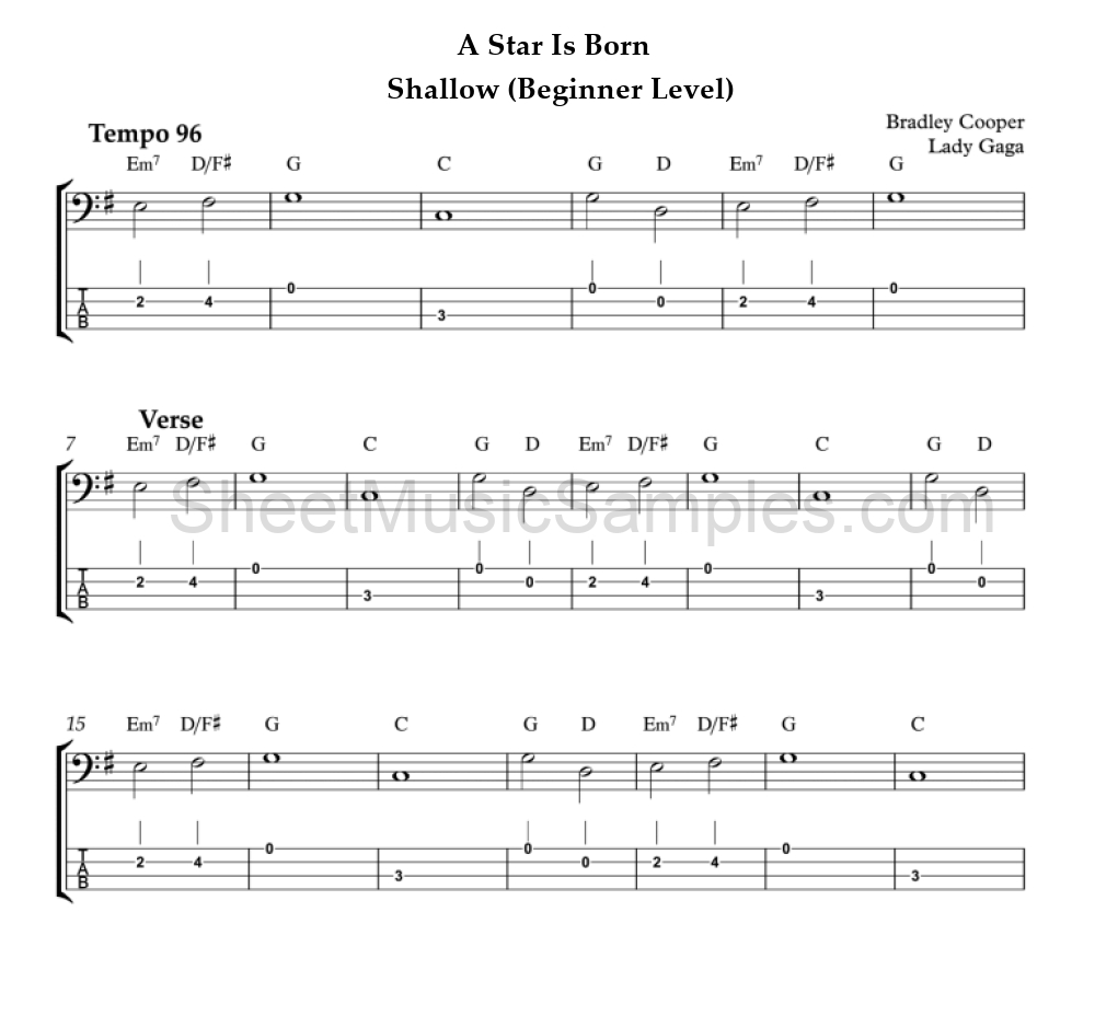 A Star Is Born - Shallow (Beginner Level)