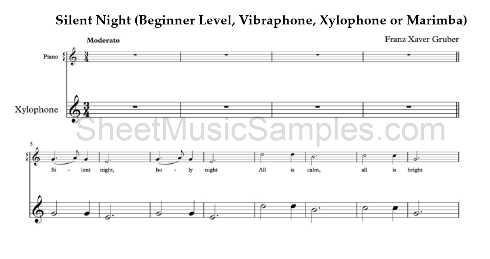 Silent Night (Beginner Level, Vibraphone, Xylophone or Marimba)