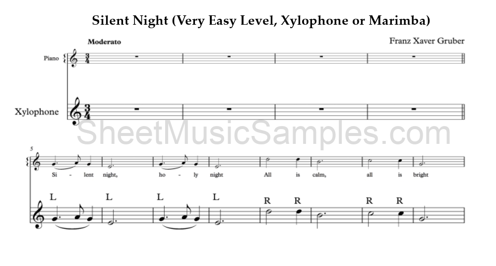 Silent Night (Very Easy Level, Xylophone or Marimba)