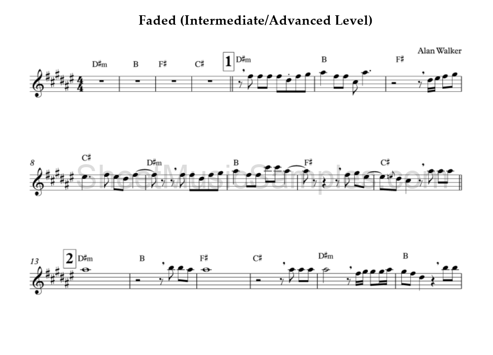 Faded (Intermediate/Advanced Level)