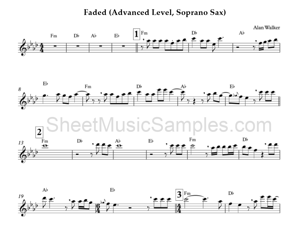 Faded (Advanced Level, Soprano Sax)