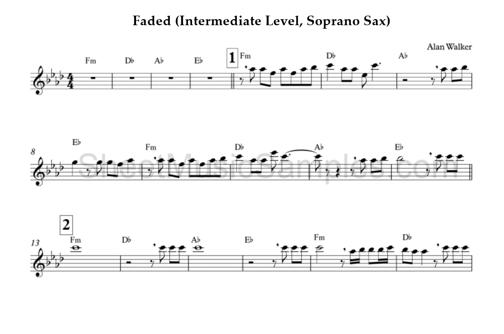 Faded (Intermediate Level, Soprano Sax)