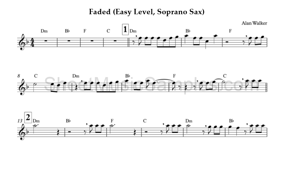 Faded (Easy Level, Soprano Sax)