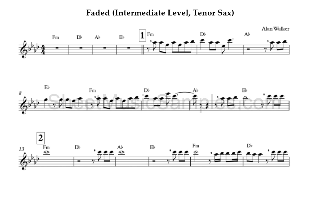 Faded (Intermediate Level, Tenor Sax)