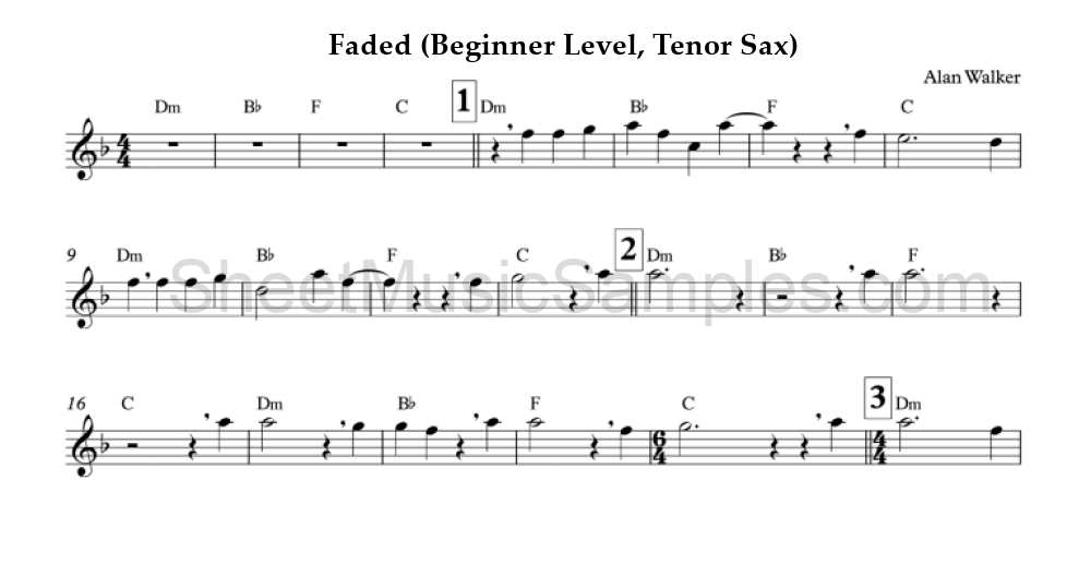 Faded (Beginner Level, Tenor Sax)