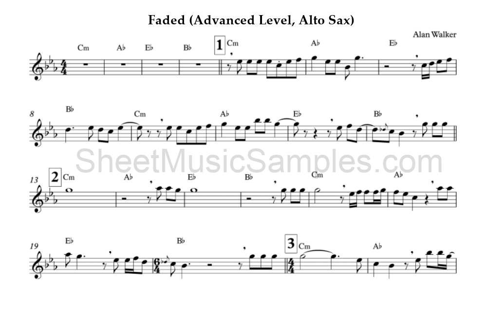 Faded (Advanced Level, Alto Sax)