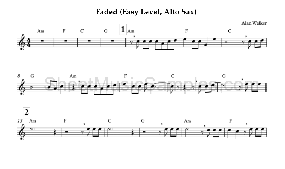 Faded (Easy Level, Alto Sax)