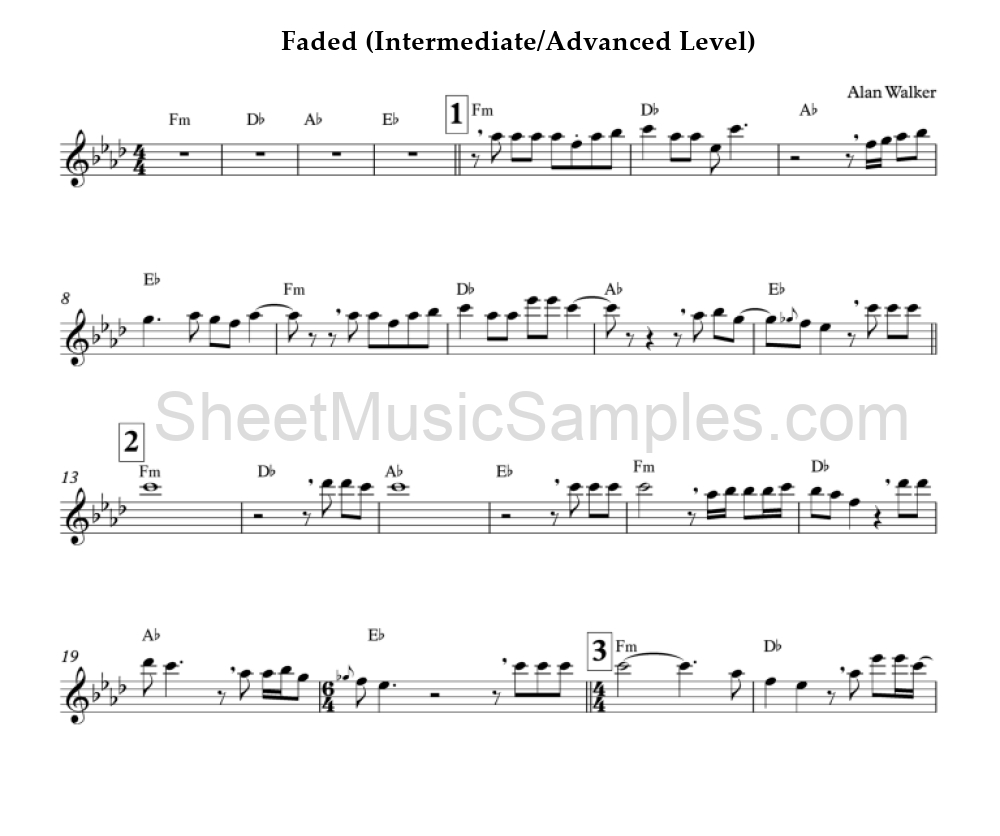 Faded (Intermediate/Advanced Level)