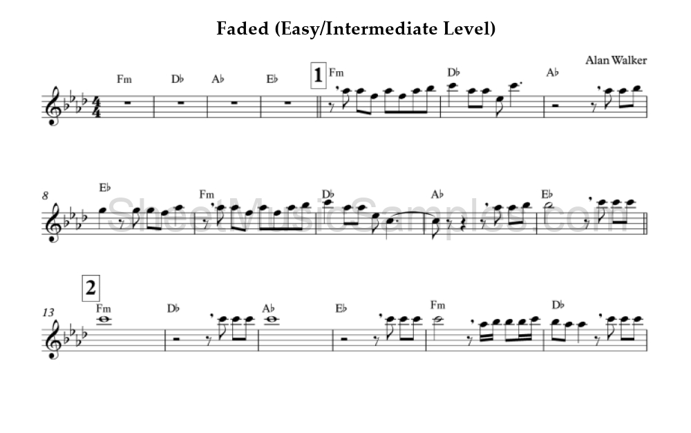 Faded (Easy/Intermediate Level)