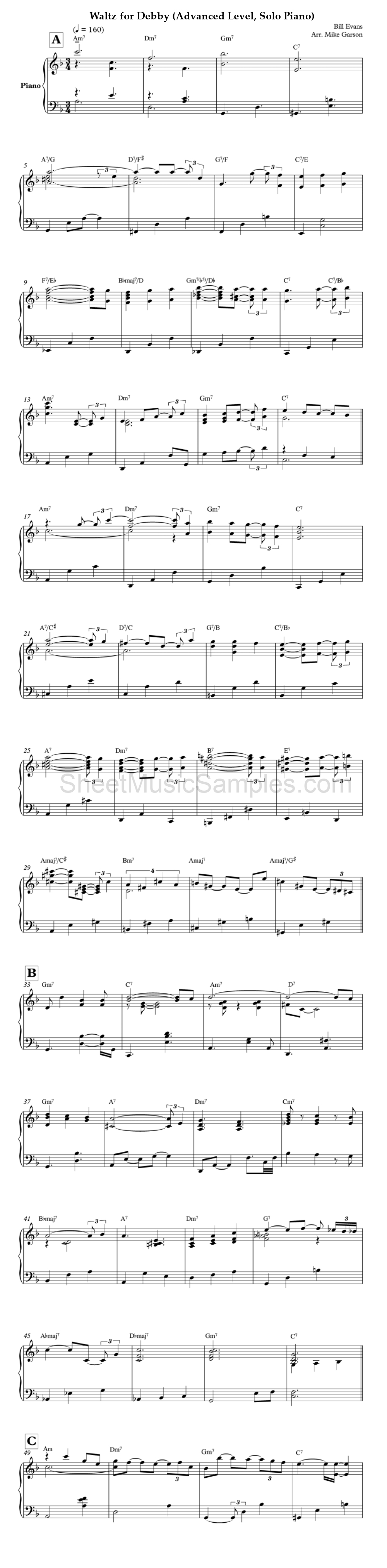 Waltz for Debby (Advanced Level, Solo Piano)