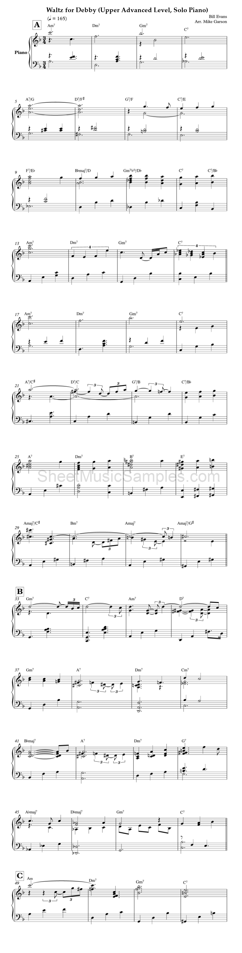 Waltz for Debby (Upper Advanced Level, Solo Piano)