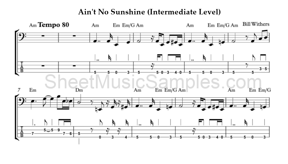 Ain't No Sunshine (Intermediate Level)