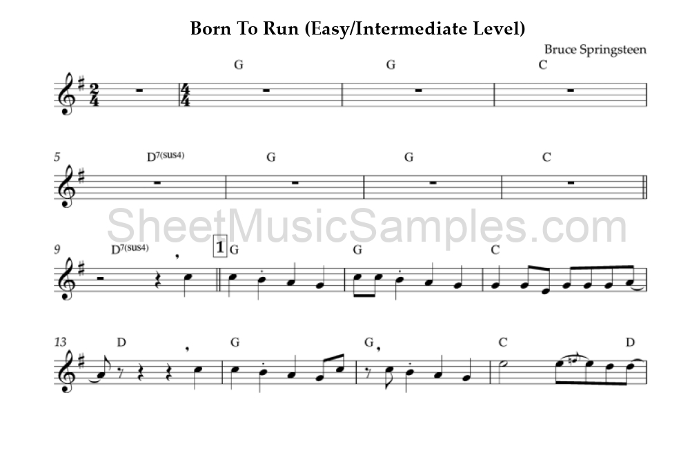 Born To Run (Easy/Intermediate Level)